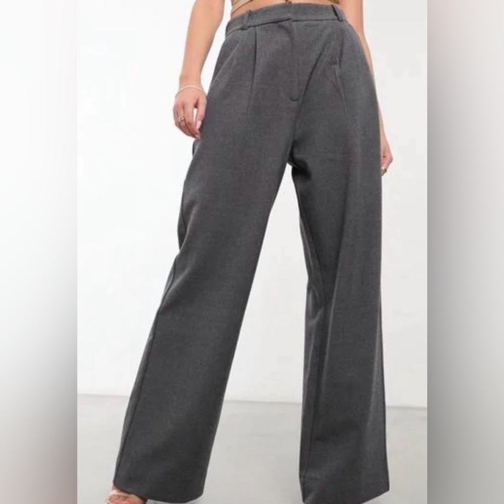 Abercrombie Tailored Gray Wide-Leg Pants